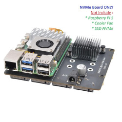 SUPTRONICS X1016 PCIe 3.0 to Quad M.2 NVMe 4 SSD Bottom Shield for Raspberry Pi 5